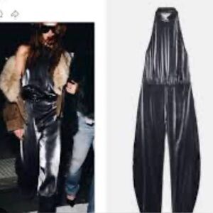 Zara Brand New 
Metallic wide leg Satin Jumpsuit